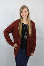 Load image into Gallery viewer, Waffle Knit Open Cardigan-Dark Rust- XL, 1X
