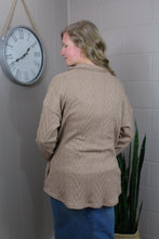 Load image into Gallery viewer, Khaki Oversize Textured Knit Button Front Shacket- XL, 2X
