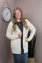 Load image into Gallery viewer, Waffle Knit Open Cardigan-Cream- 1X, 2X
