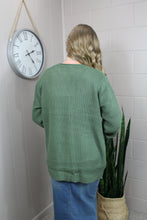 Load image into Gallery viewer, Waffle Knit Open Cardigan-Light Olive- 1X

