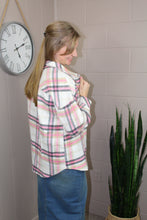 Load image into Gallery viewer, Pink Plaid Button Front Chest Pocket Shacket (S-2X)
