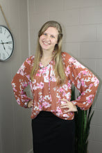 Load image into Gallery viewer, Multicolor Split V Neck Bubble Sleeves Floral Shift Top (S-XL)
