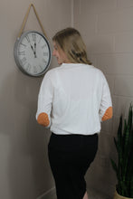 Load image into Gallery viewer, Apricot Suede Patch Rib Knit Pullover Top with Slits (S-2X)
