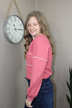 Load image into Gallery viewer, Pink Contrast Stitching Trim Waffle Knit Pullover (S-2X)
