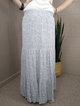 Load image into Gallery viewer, Light Blue Aztec Printed Tier Skirt Maxi- S, L
