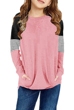 Load image into Gallery viewer, Pink Striped Colorblock Long Sleeve Top-KIDS
