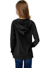 Load image into Gallery viewer, Black Zipper Hooded Coat with Pockets-KIDS
