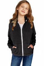Load image into Gallery viewer, Black Zipper Hooded Coat with Pockets-KIDS
