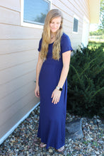 Load image into Gallery viewer, Short Sleeve Maxi Dress-Navy (S-L)
