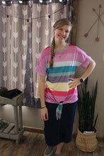 Load image into Gallery viewer, Multicolor Striped Top with Knot- M, L
