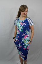 Load image into Gallery viewer, Royal Blue Striped Floral Dress (S-L)
