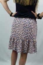 Load image into Gallery viewer, Mauve/Navy Waist Tie Ruffle Hem Animal Print Skirt (S-L)
