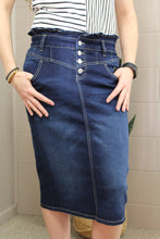Load image into Gallery viewer, Ruffle denim jean skirt
