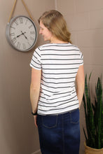 Load image into Gallery viewer, White Camo Pocket Striped T Shirt (S-2X)
